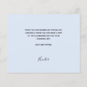 Budget baptême bleu clair photo garçon carte de re (Dos)