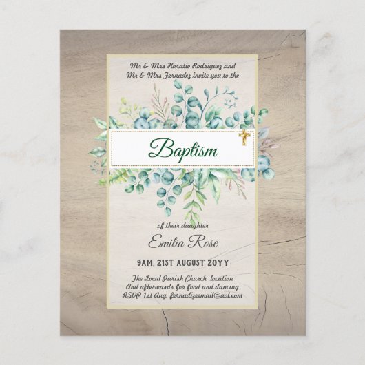 Budget BAPTISM Baptiser la verdure Feuilles Invita (Devant)