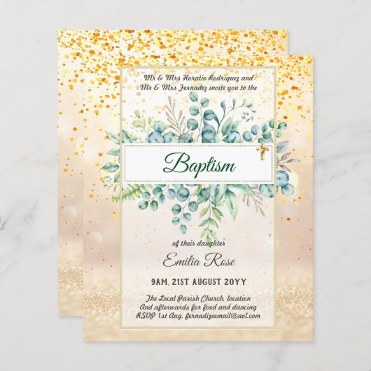 Budget BAPTISM Baptiser la verdure Feuilles Invita (Devant / Derrière)