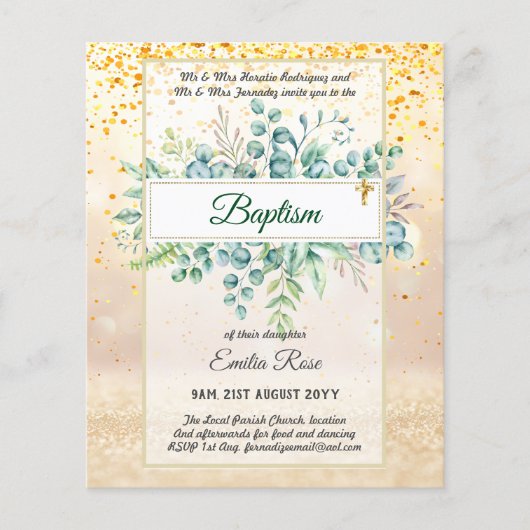 Budget BAPTISM Baptiser la verdure Feuilles Invita (Devant)