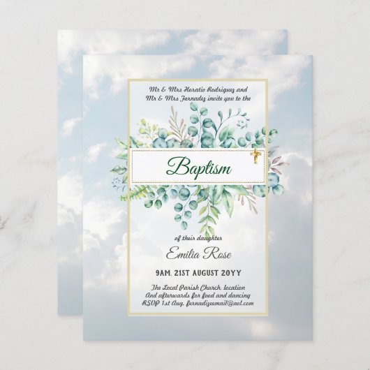 Budget BAPTISM Baptiser la verdure Feuilles Invita (Devant / Derrière)