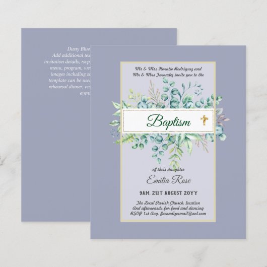 Budget BAPTISM Baptiser la verdure Feuilles Invita (Devant / Derrière)