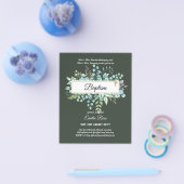 BUDGET Baptism Bautizo Bautismo GREENERY nodigt Flyer (Enkel)