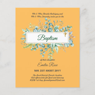 BUDGET Baptism Bautizo Bautismo GREENERY nodigt Flyer