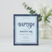 Budget Baptism Blue en Gold Cross-uitnodigingen (Staand voorkant)