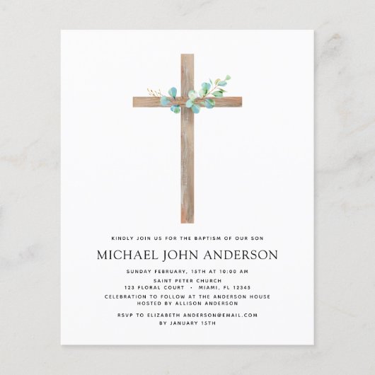 Budget Baptism Greenery Sage Eucalyptus Flyer (Voorkant)