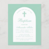 Budget Baptism Mint Arch Christening Uitnodiging (Voorkant)