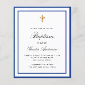 Budget Baptisme boy royal blue white minimalist (Voorkant)