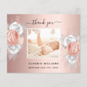 Budget baptisme floral roos gold foto bedankt (Achterkant)