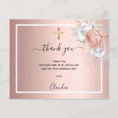 Budget baptisme floral roos gold foto bedankt (Voorkant)