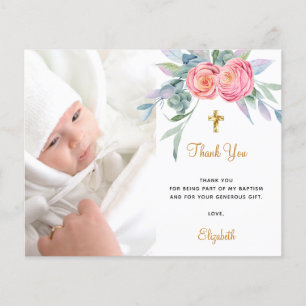 Budget baptisme roze florals fotomeisje bedankt