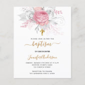 Budget Baptisme roze florals meisje elegant (Voorkant)