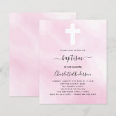 Budget baptisme roze sky girl cross-uitnodiging (Voorkant / Achterkant)