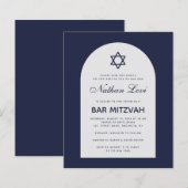 Budget Bar Mitzvah Navy Blue Arch Uitnodiging (Voorkant / Achterkant)