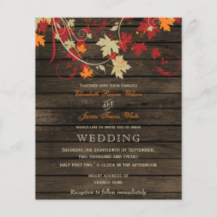 Budget Barn Wood Rustic Fall Weduwen Uitnodigingen