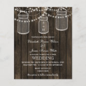 Budget Barnwood Mason Jars Wedding Invitations (Voorkant)
