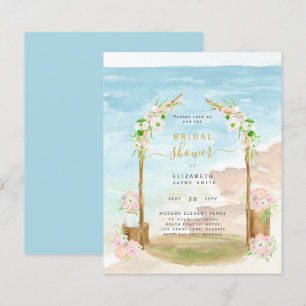 BUDGET Beach Coastal Bridal Shower Uitnodiging