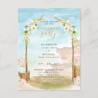 BUDGET Beach Coastal Elopement Party nodigt uit Briefkaart