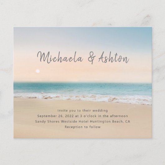 Budget Beach Destination Wedding Invitation (Voorkant)