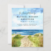 Budget Beach Ocean Celebration of Life Invitation (Achterkant)