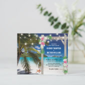 Budget Beach Tropical Wedding Invitation (Staand voorkant)