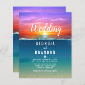 Budget Beach Tropical Wedding Invitation (Voorkant / Achterkant)