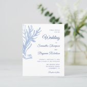 Budget Beach Weddenschap Uitnodiging Modern Blue W (Staand voorkant)