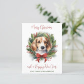 Budget Beagle Dog Merry Christmas Vakantiekaarten (Staand voorkant)