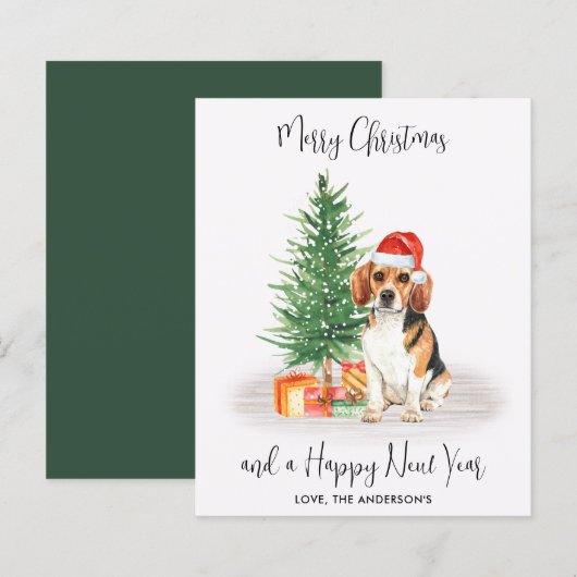 Budget Beagle Dog Santa Festive Merry Kerstry (Voorkant / Achterkant)