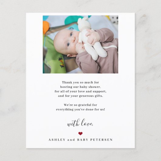 Budget bébé 2 photos script carte de remerciements (Dos)