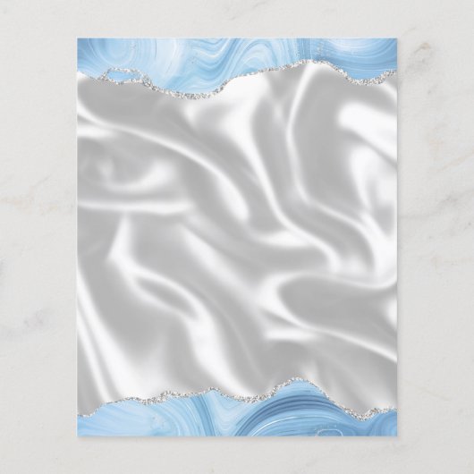 Budget Bébé Bleu Argent Agate Mariage de soie Menu (Dos)