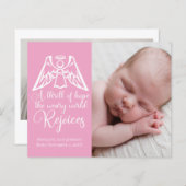 Budget Bébé fille photo Ange rose Carte de Noël (Devant / Derrière)