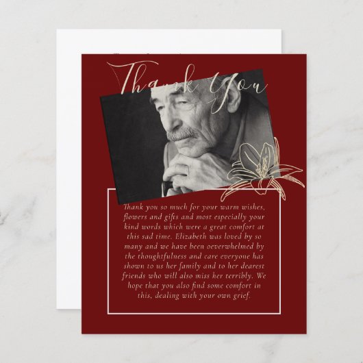 BUDGET Bedankje Rouwkaart Foto (Voorkant / Achterkant)