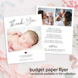 Budget bedankt baby foto geboorteaankondiging flyer