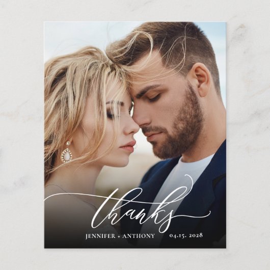 Budget Bedankt Script Wedding Photo Dank u kaart (Voorkant)