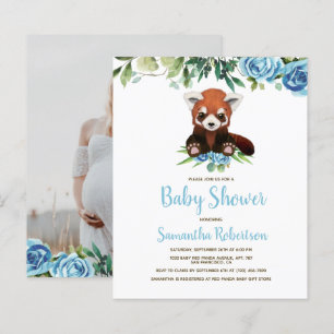 Budget Beer Blue Floral Boy Baby shower Uitnodigin