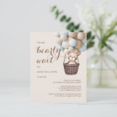 Budget Beer Kaartje Teddy Ballonnen Jongen Baby Sh (Staand voorkant)