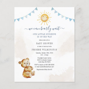 Budget Beer Sunshine Boys Baby shower Uitnodiging Flyer