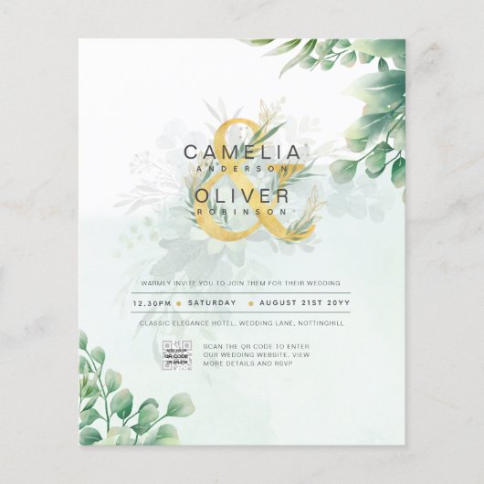 BUDGET Begroeiing FOTO Huwelijksuitnodiging QR COD Flyer (Voorkant)