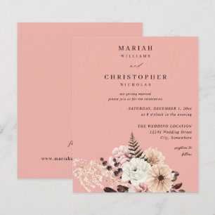 Budget Beige & Blush Roze Rustieke Bloem Bruiloft