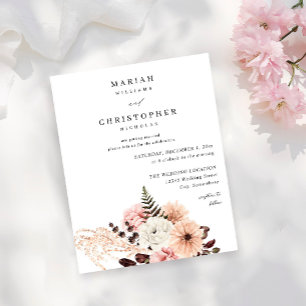 Budget Beige & Blush Roze Rustieke Bloem Bruiloft Flyer