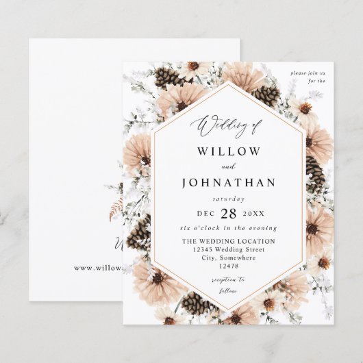 Budget Beige & Pine Rustic Floral Wedding (Voorkant / Achterkant)