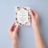 Budget Beige & Pine Rustic Floral Wedding Flyer (Hand)