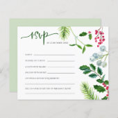 BUDGET Berries mistletoe kerstbruiloft RSVP (Voorkant / Achterkant)