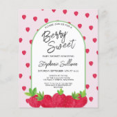 Budget Berry Zoete Aardbei Baby Shower Uitnodiging (Voorkant)
