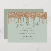 BUDGET Bespaar data Sage Gouden Glitter Bruiloft Briefkaart (Voorkant / Achterkant)
