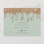 BUDGET Bespaar data Sage Gouden Glitter Bruiloft Briefkaart (Voorkant)