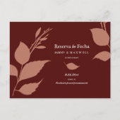 Budget Bespaar de datum in Spanish Maroon Aankondigingskaart (Voorkant)