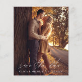 Budget Bewaar de datum Dusty Blue Wedding Photo Flyer (Voorkant)