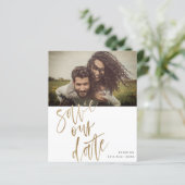 Budget Bewaar onze datum Faux Gold kalligrafie & f (Staand voorkant)